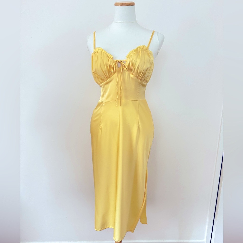 Yellow slip dress
